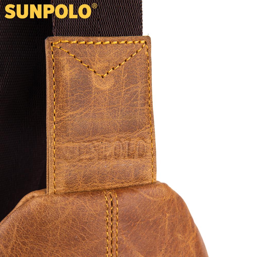 Men Leather Chest Bag SUNPOLO STU103 (Brown)