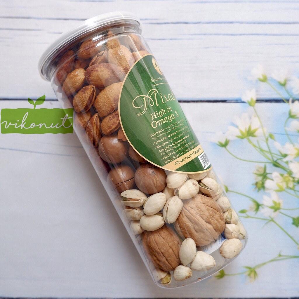 [HCM]Mix hạt 4 loại Macca Óc chó Dẻ cười Hạnh nhân rang bơ [500gr]