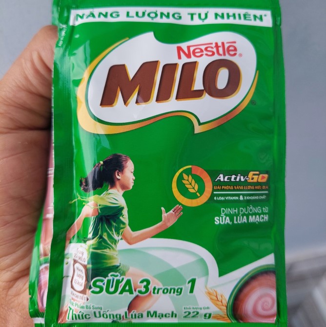 Milo dây sữa 3in1 dạng bột 22g  (10 gói x22g)- DATE mới