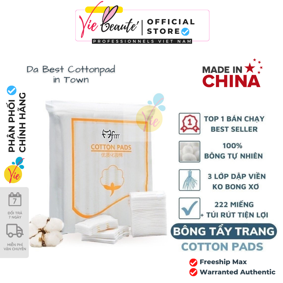 Bông tẩy trang 222 miếng - Bông tẩy trang 3 lớp Cotton Pads Vie Beauté