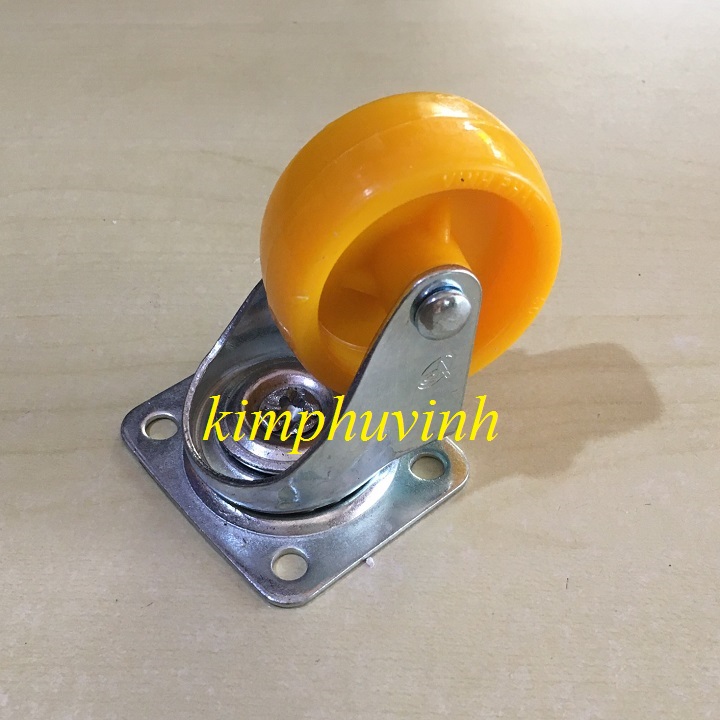 2 cái - 50mm bánh xe nhựa vàng - bánh xe vàng xoay - bánh xe đẩy kệ vàng 50mm
