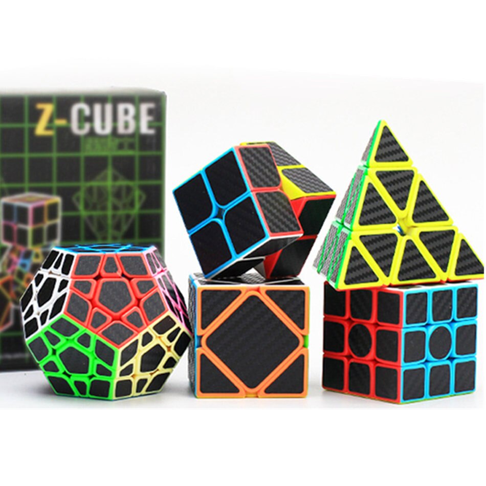 Combo 5 Rubik Zcube Carbon Biến Thể - 5 Rubik Cao Cấp  ( Tặng 5 chân đế rubik )