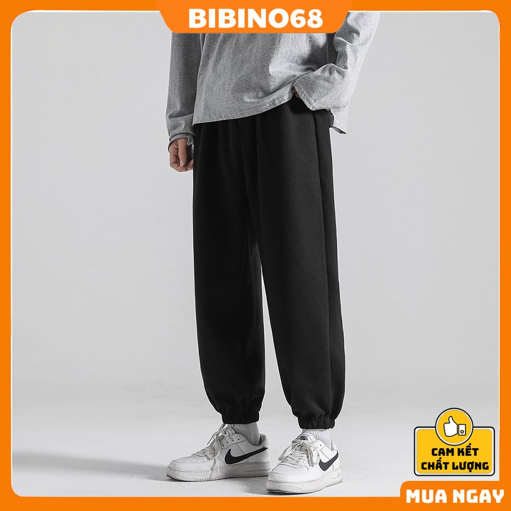 Quần jogger ống rộng nam nữ unisex vải nỉ ấm áp kiểu dáng thể thao bigsize có dây rút tiện lợi cao cấp pants BIBINO68
