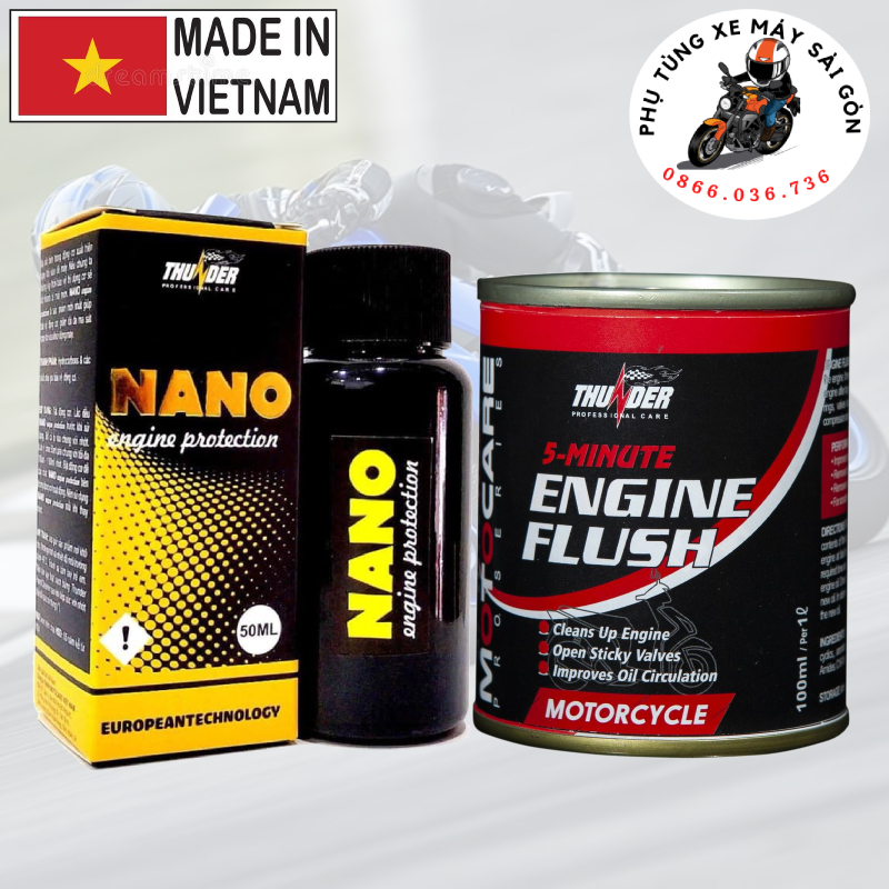 Combo súc động cơ, phụ gia nhớt Thunder - Tặng khăn lau xe Micro