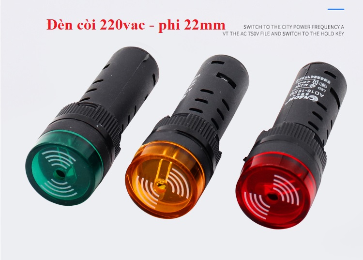 Đèn báo có còi phi 22-  đèn báo pha có còi 220v