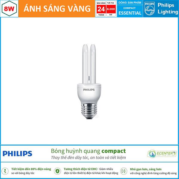 Bóng đèn compact philips essential 2u 8w cdl e27