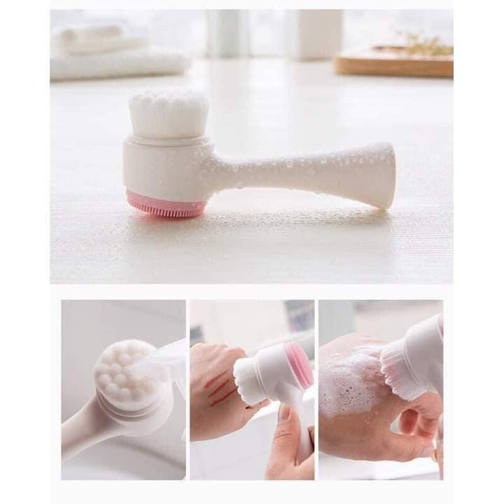 Cọ rửa mặt massage 2 đầu silicon siêu sạch