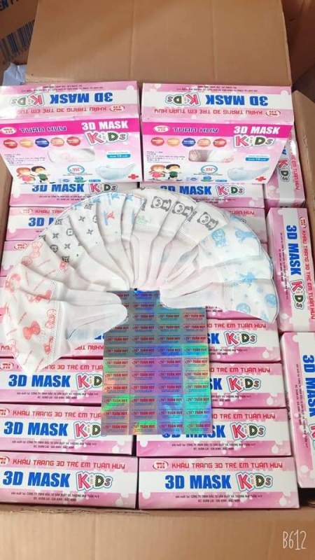 Hộp 50 chiếc khẩu trang 3D mask trẻ em từ 2-7 tuổi nhập khẩu