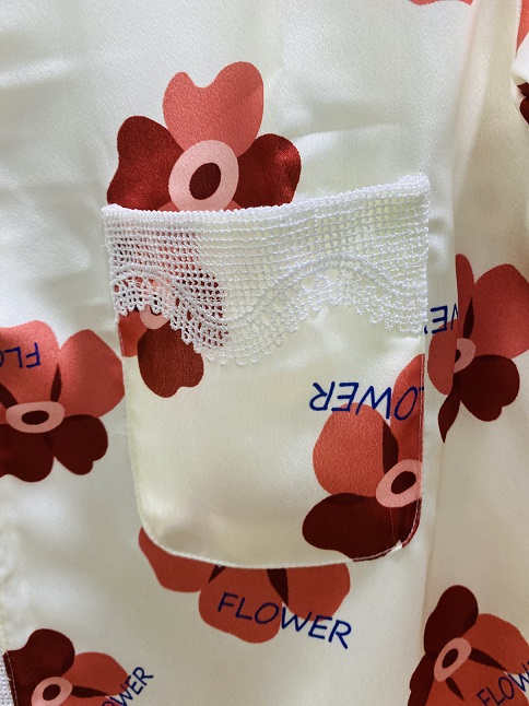 [HCM]Đồ Bộ Lụa Tơ Tằm Hoa Phối Ren