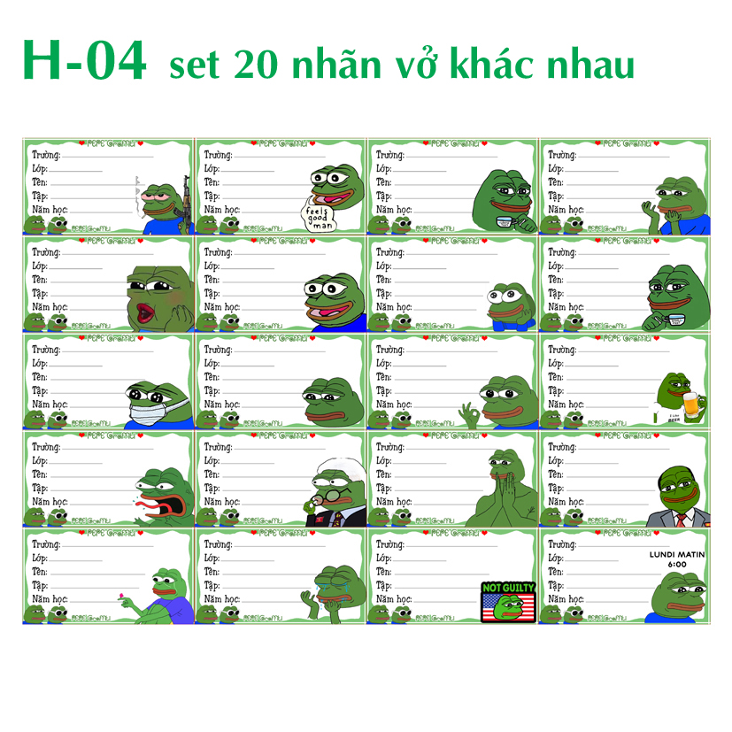 Nhãn vở Ếch Xanh PEPE Graffiti - Nhãn dán Ếch Xanh PEPE Graffiti (nhiều mẫu đẹp xinh)