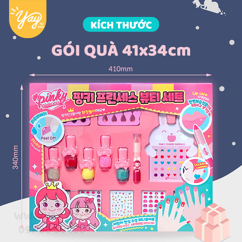 Combo 14 Món Đồ Chơi Trang Điểm Cho Bé 3+ | PINKY + [tặng kèm túi vải]