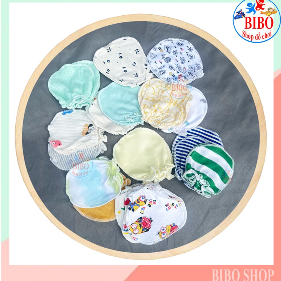 Set 3 Đôi Bao Tay Cho Bé Sơ Sinh Hotga Chun Mềm Cotton Mịn Mát (0-5 tháng, freesize)