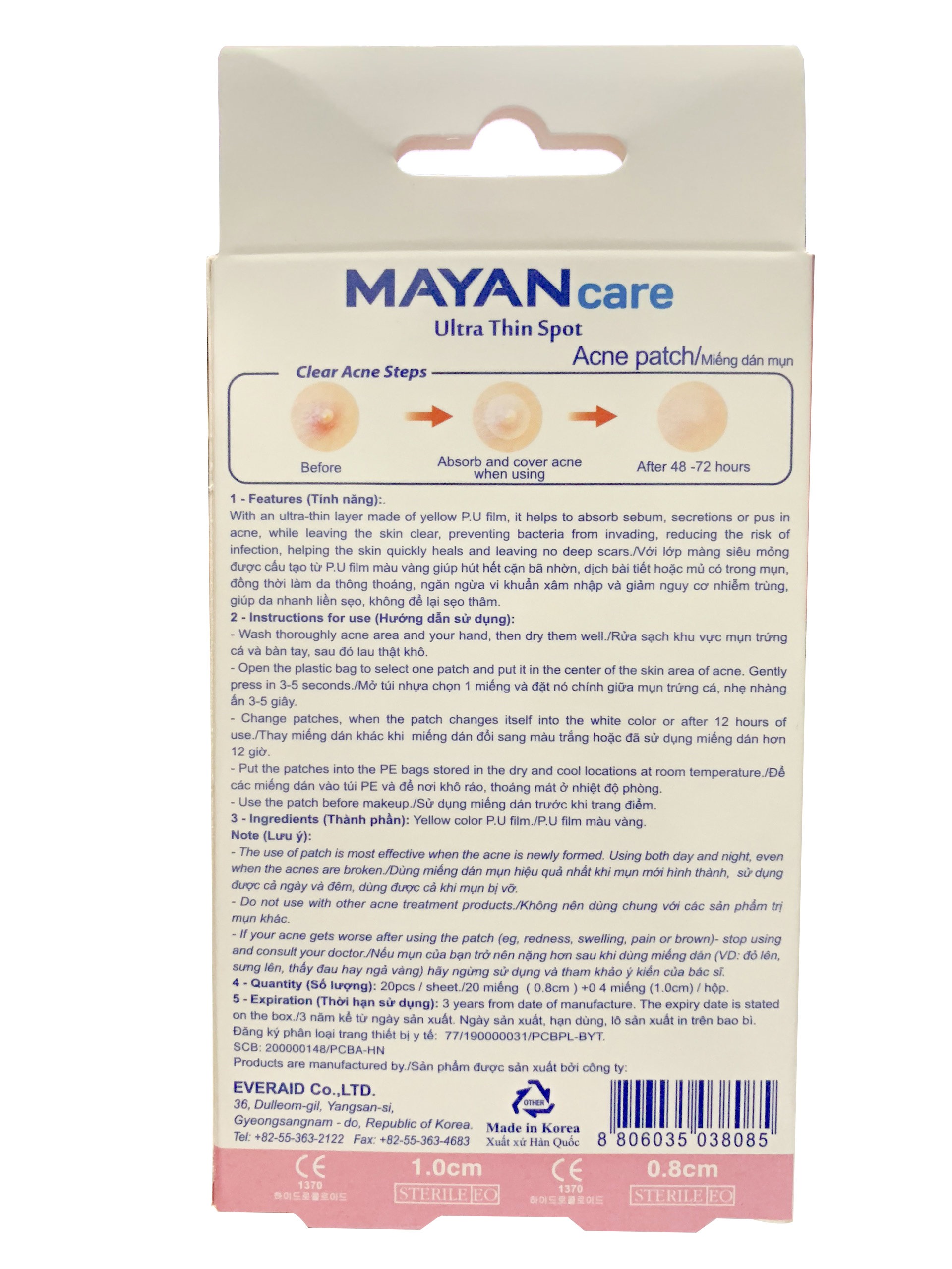 Miếng Dán Mụn Mayan Ultra Thin Spot 20+4 miếng (20 miếng 0.8cm + 04 miếng 1.0cm)