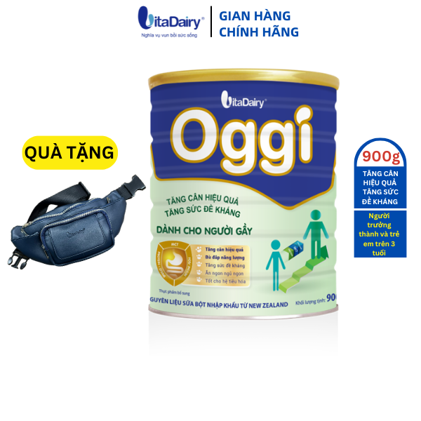 [MUA 2 LON CÙNG LOẠI TẶNG TÚI ĐEO CHÉO CAO CẤP] Sữa bột Oggi dành cho người gầy 900g giúp tăng cân hiệu quả - VitaDairy