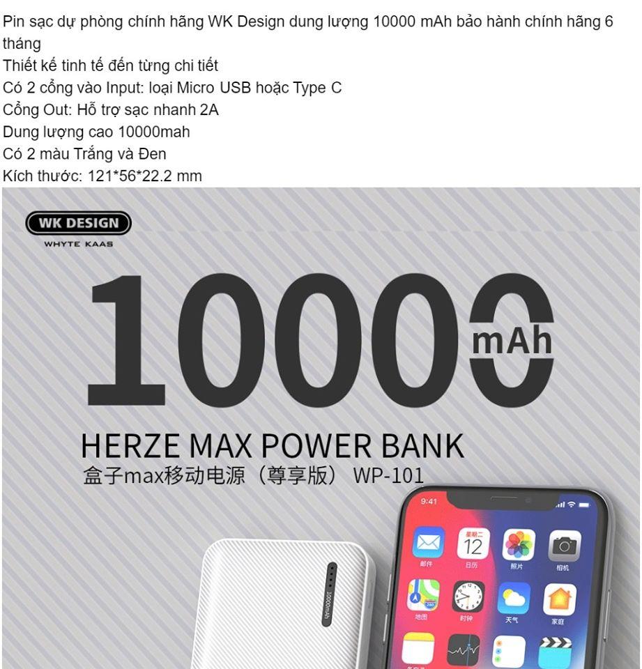 Sạc dự phòng WK 10.000 mah