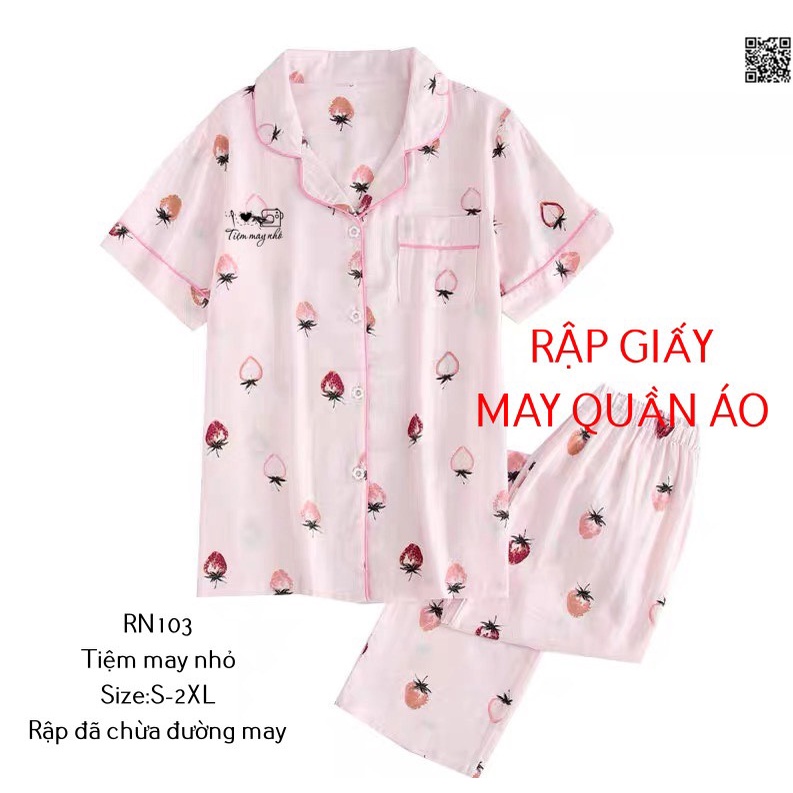 RN103_RẬP GIẤY May Bộ Pijama Ngắn Tay