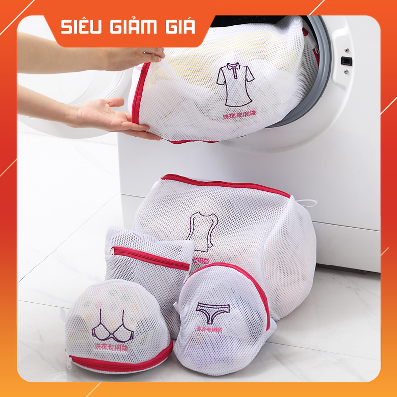 Túi lưới giặt quần áo loại lớn- Combo 5 túi lưới giặt đồ loại đại (50X60cm) và loại trung (30x40cm)-tui luoi giat do- túi lưới giặt đồ bảo vệ quần áo