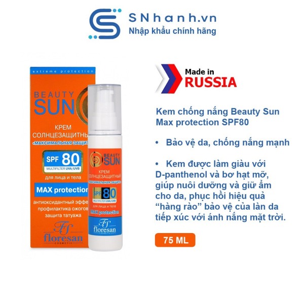 Kem chống nắng Floresan Beauty Sun Max protection SPF80 75ml nhập khẩu