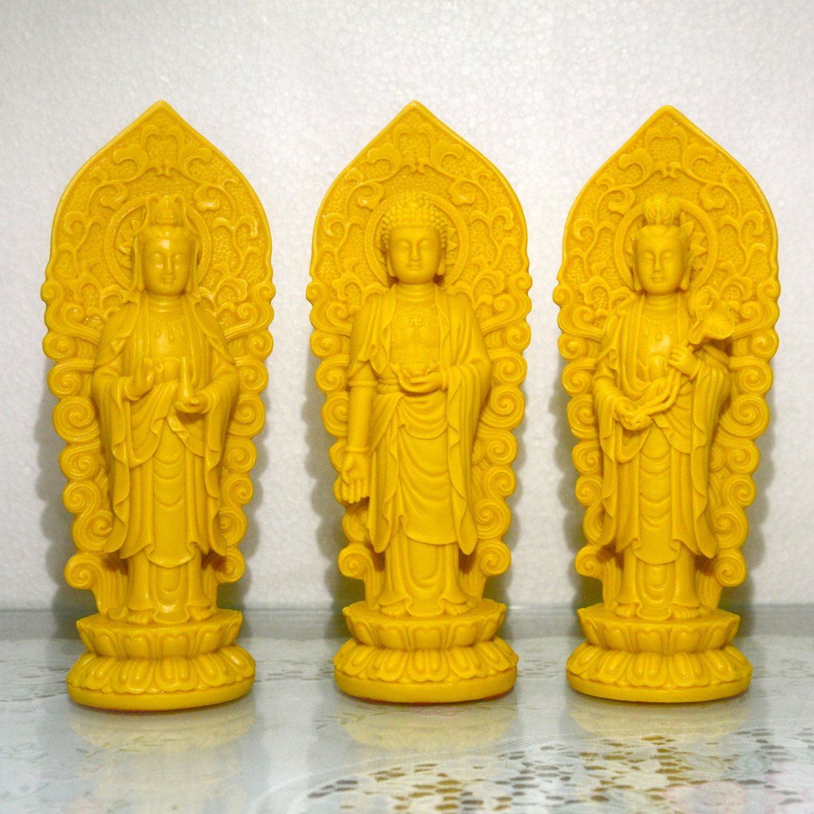 [HCM]Bộ ba tượng Phật Tây Phương Tam Thánh hào quang cao 18cm-Nhiều mẫu