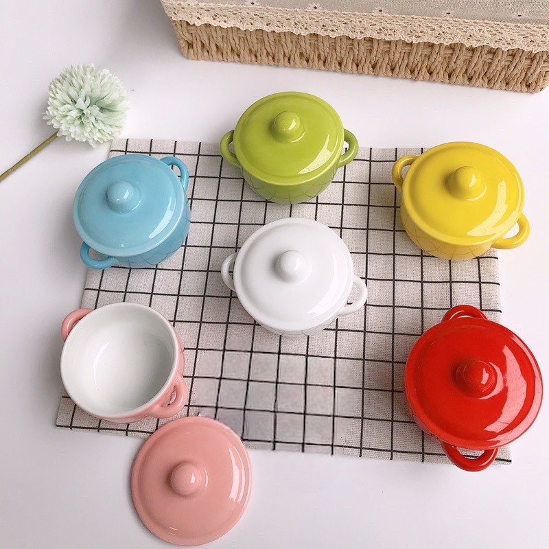 Chén bát ăn dặm gốm sứ cho bé,bát có nắp nhỏ 140ml