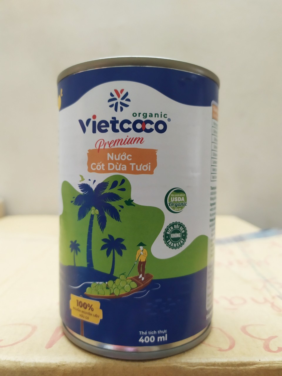 Nước Cốt Dừa Organic Lon 400g Vietcoco