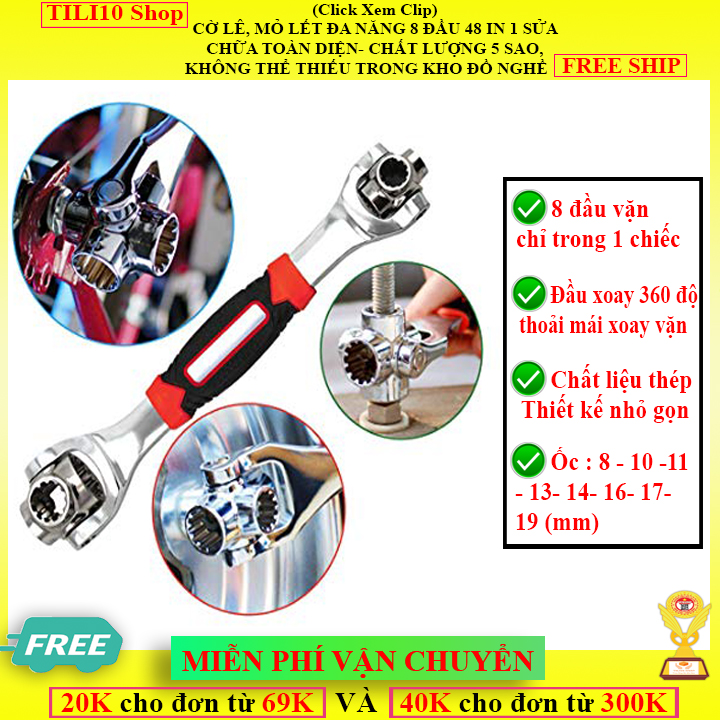 Hcm-freeship- cờ lê mỏ lết đa năng tiger wrench 8 đầu xoay 360 độ sửa chữa đa năng toàn diện- tili10 shop