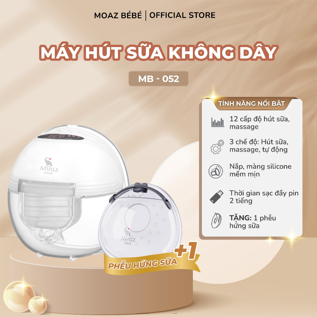 Máy hút sữa không dây moaz bébé mb-052, máy kích sữa, vắt sữa rảnh tay moaz bebe mb052 điện đôi, điện đơn