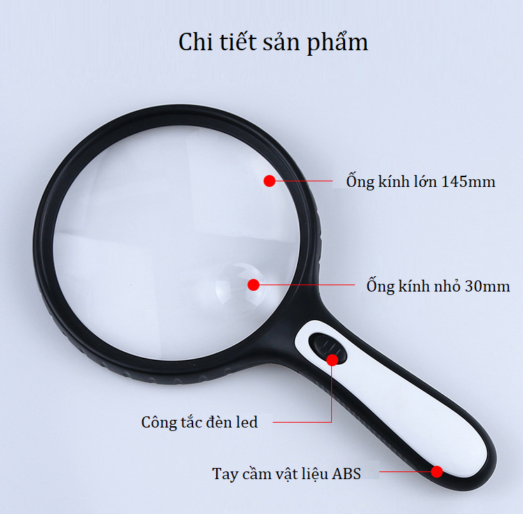 Kính Lúp Có Đèn Led 145mm Độ Phóng Đại 10X