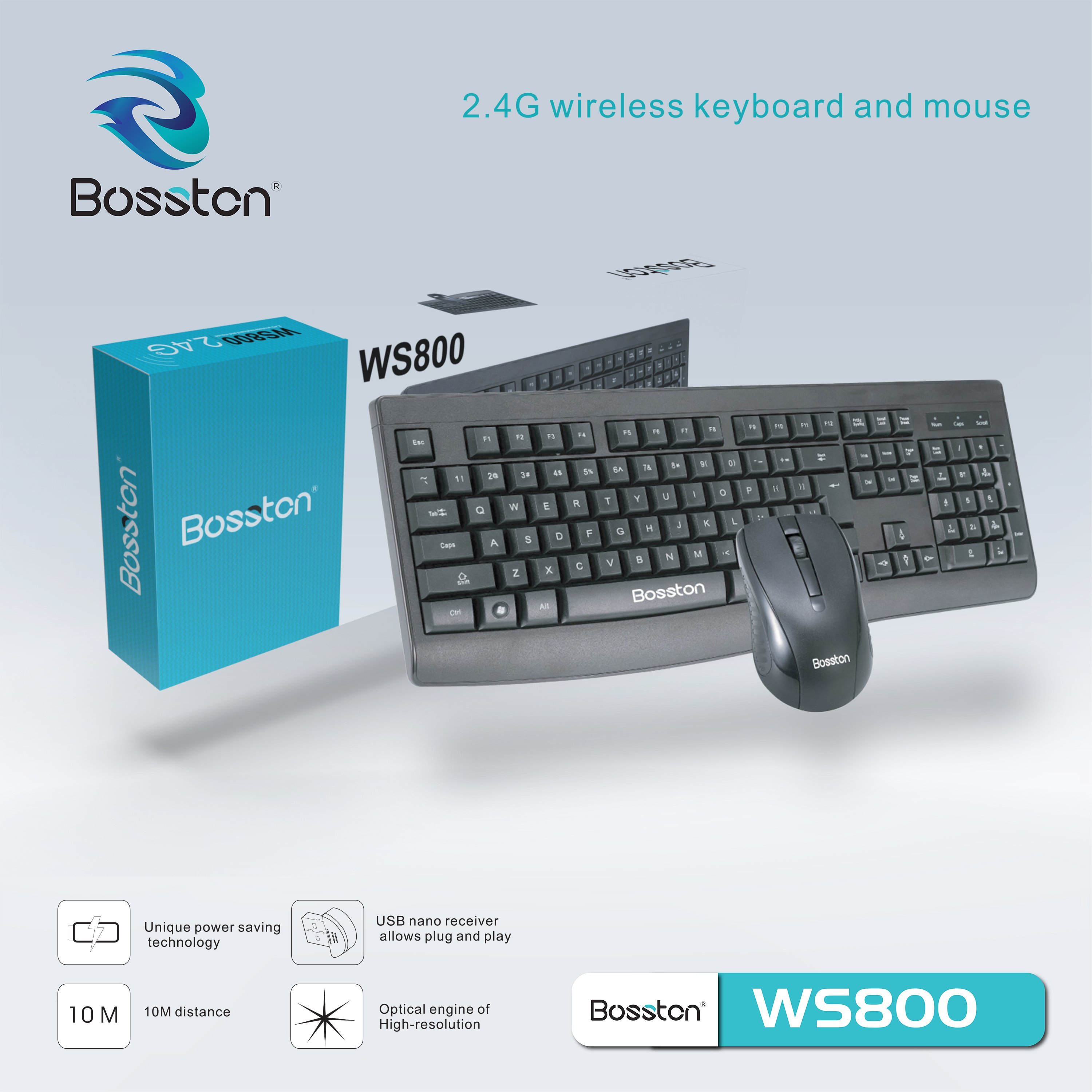 Bộ phím chuột không dây wireless Bosston WS800