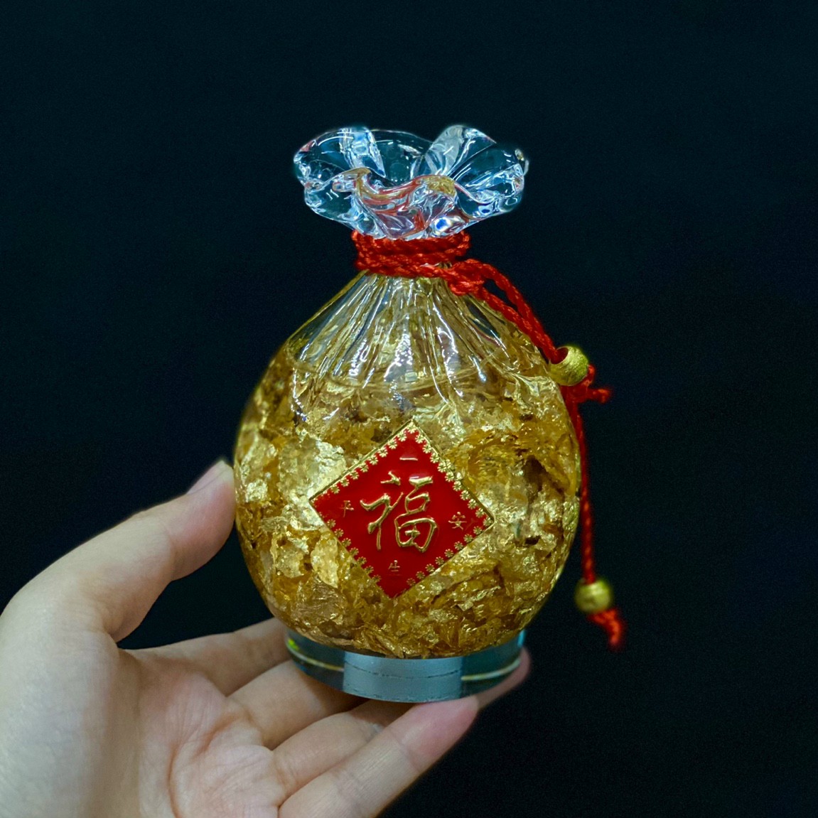 Túi tiền vàng nước thần tài, túi tiền vàng phong thủy - cao 11cm