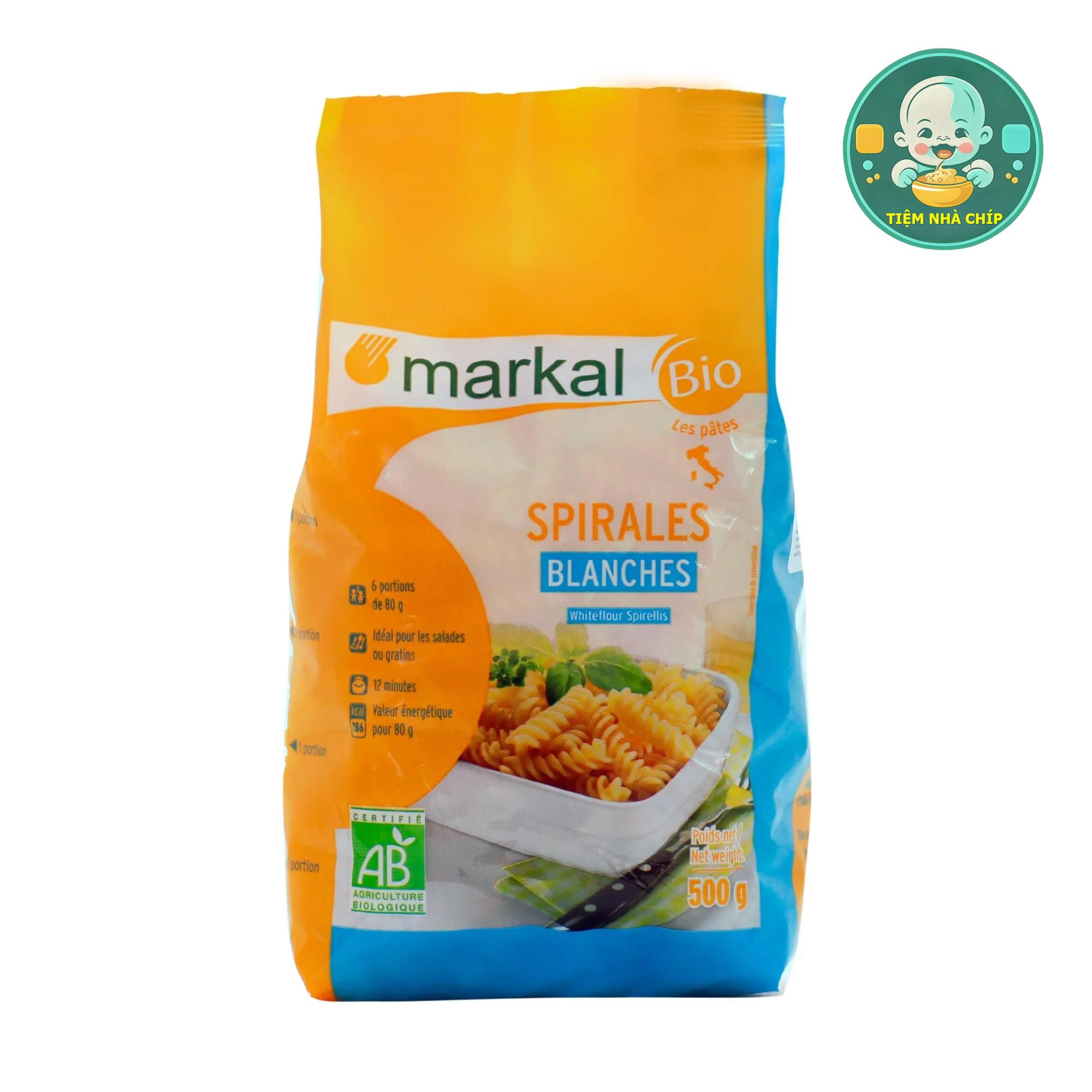 Mì xoắn trắng hữu cơ Markal 500g