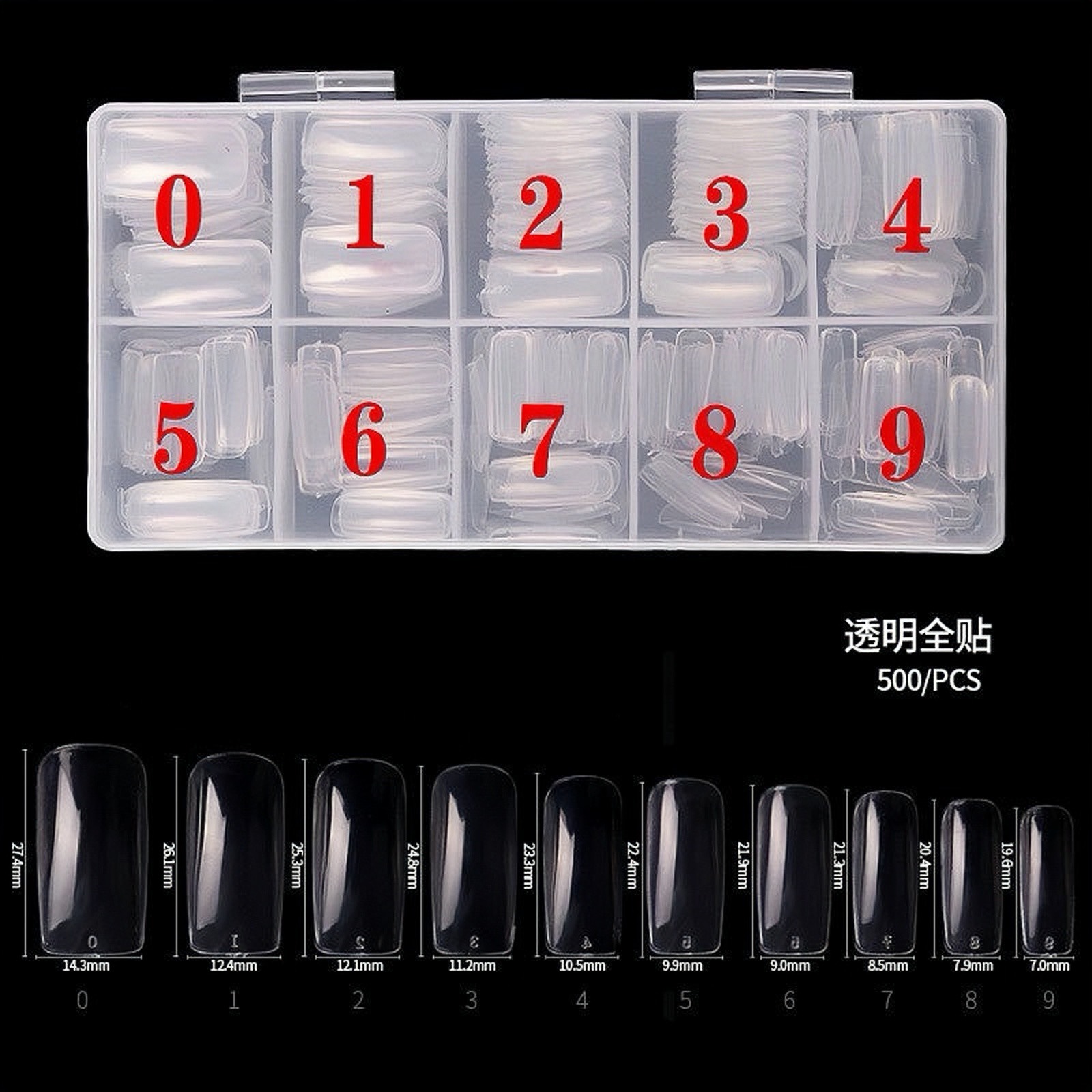 Móng úp chân dài đủ size hộp 500 móng chuẩn form - Móng úp chân đục, móng úp chân trong - Móng giả úp chân chuyên dụng