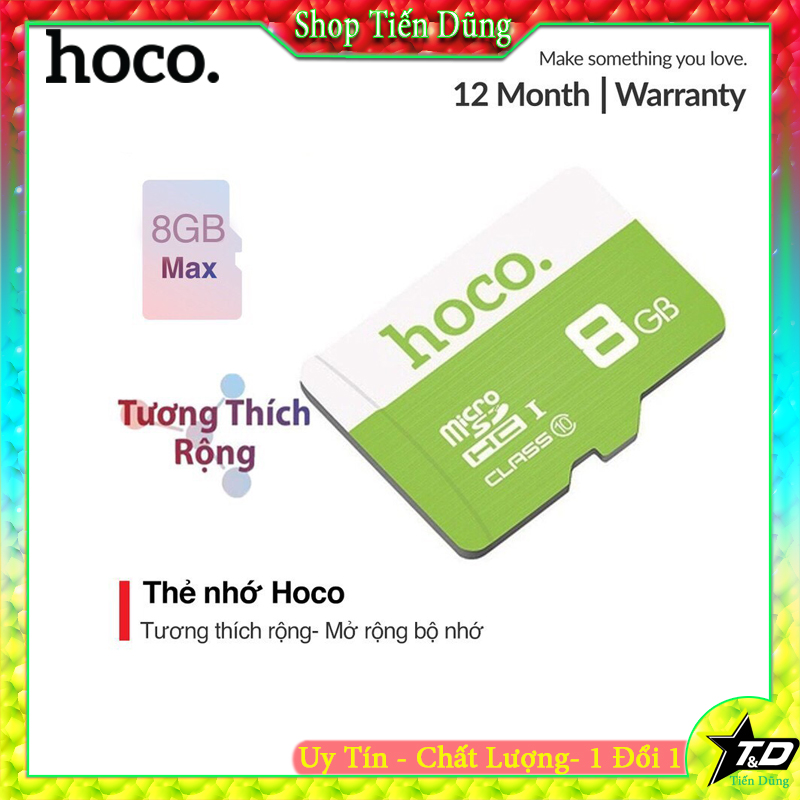 Thẻ Nhớ MICRO SDHC 8GB Hoco Class 10 90MB/S dùng lưu trữ nhạc và dữ liệu