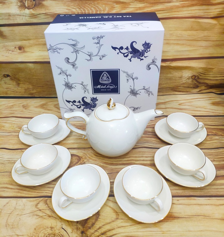 Bộ ấm trà Minh Long chỉ vàng - bộ ấm trà Minh Long