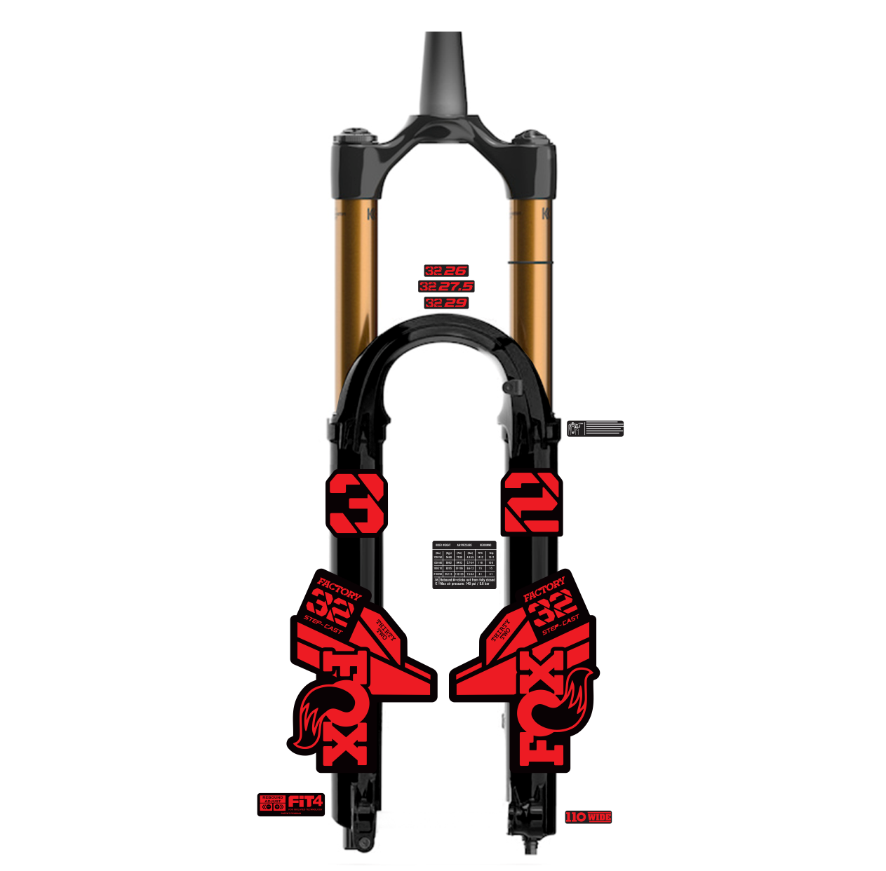 tem decal dán phuộc xe đạp địa hình Fox kashima 32 2021 | cheetahdecals.com