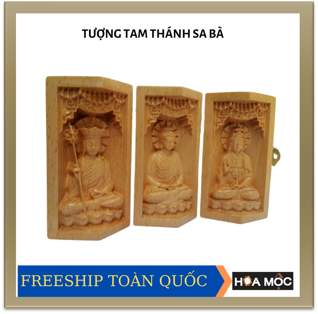 [HCM]Hộp Tượng Gỗ Tam Thánh Sa Bà