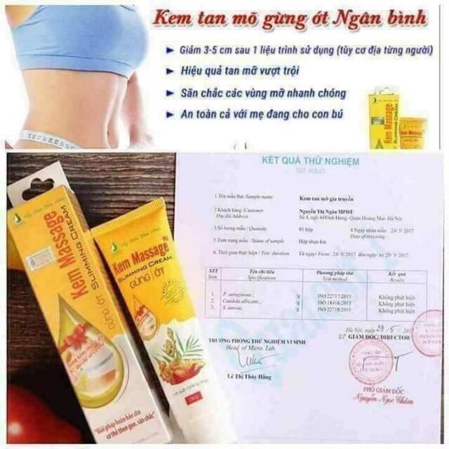 kem tan mỡ bụng ngân bình chuẩn