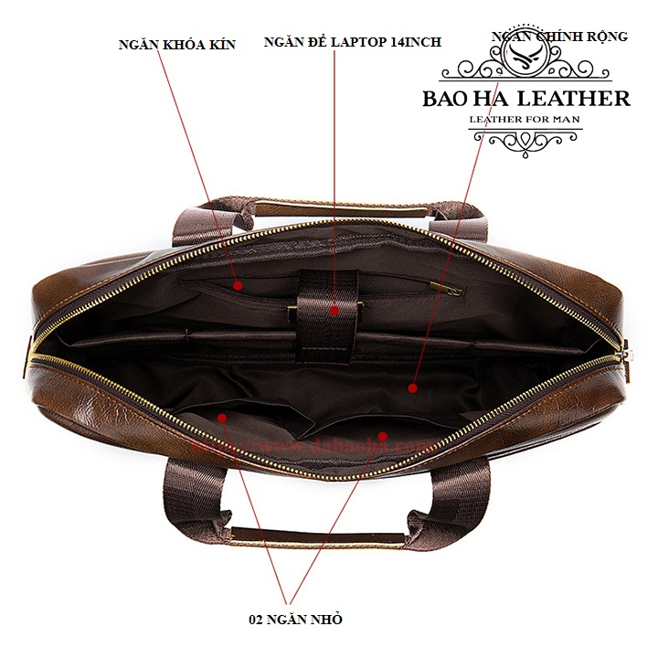 Cặp da nam công sở - BHM2019 Vừa laptop 15inch
