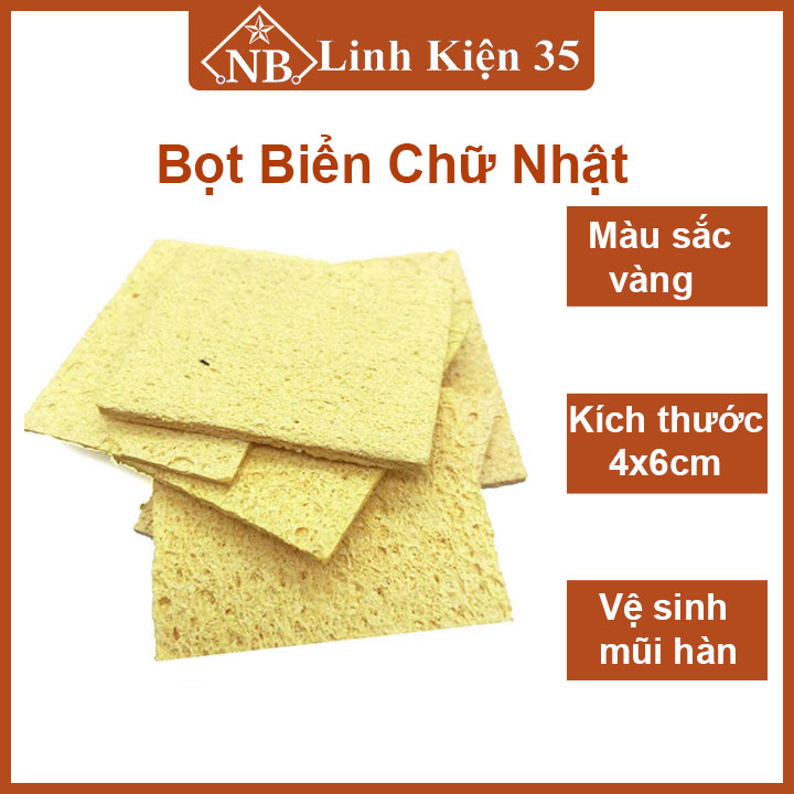 Bọt biển chùi mỏ hàn, vệ sinh mũi hàn hình chữ nhật 4x6cm