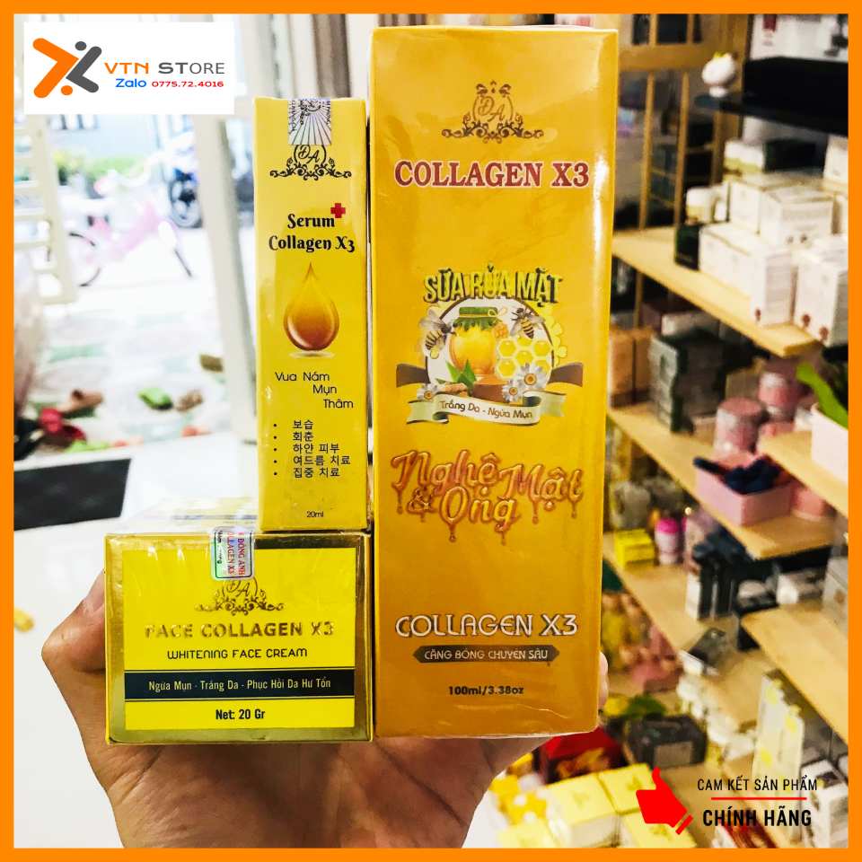 Combo kem face collagen x3 + serum nám x3 + sửa rửa mặt x3 collagen đông anh - hàng chính hãng - mẫu mới 2022