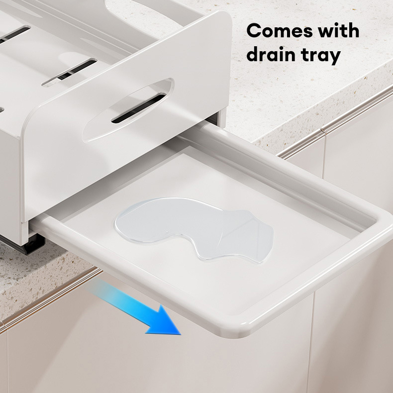Drawer kitchen dish rack Kitchen cabinet built-in pull-out tray tray storage rack Household drawer cutlery cup rack