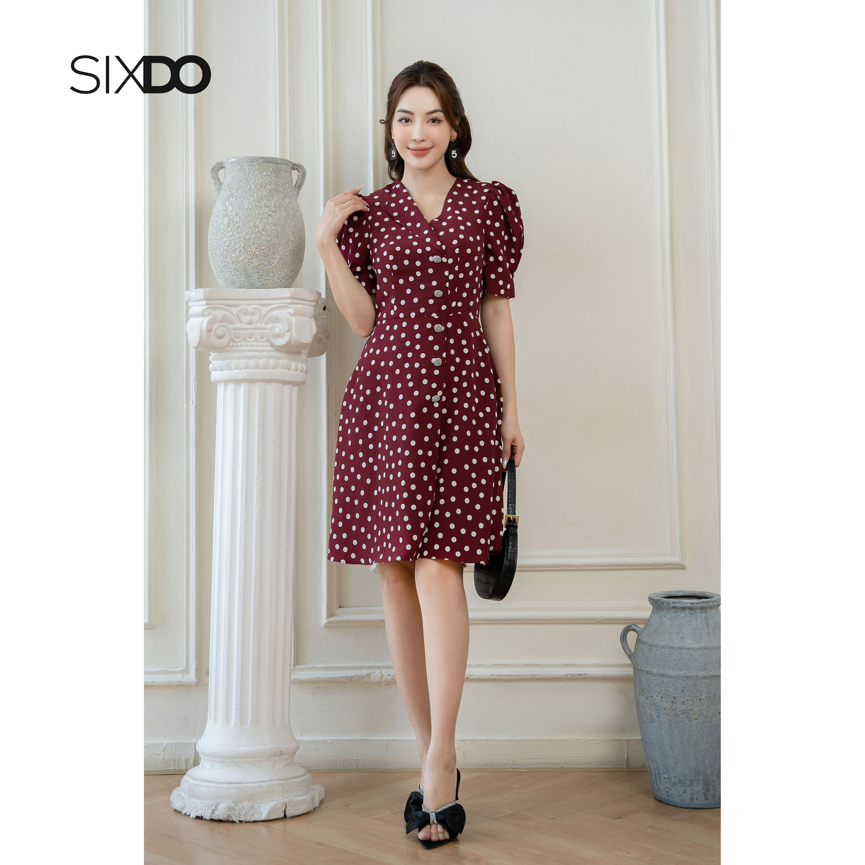 Đầm dệt thoi ngắn tay SIXDO (Mini Woven Dress)