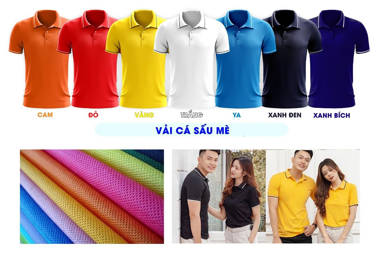 Áo polo nam nữ áo thun vải cá sấu mè phối sọc viền tay cổ.