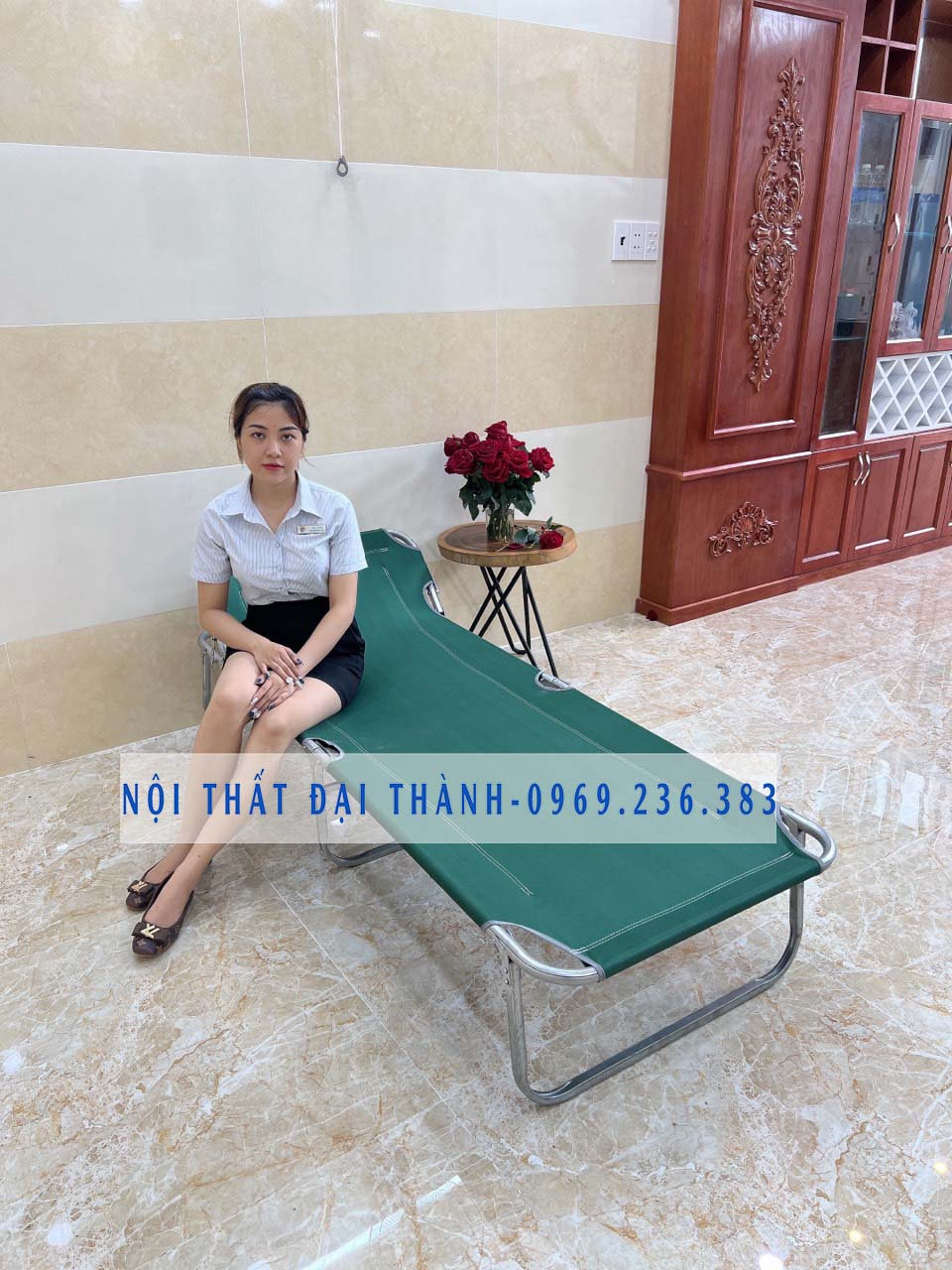 Giường xếp vải bố khung sắt Đại Thành