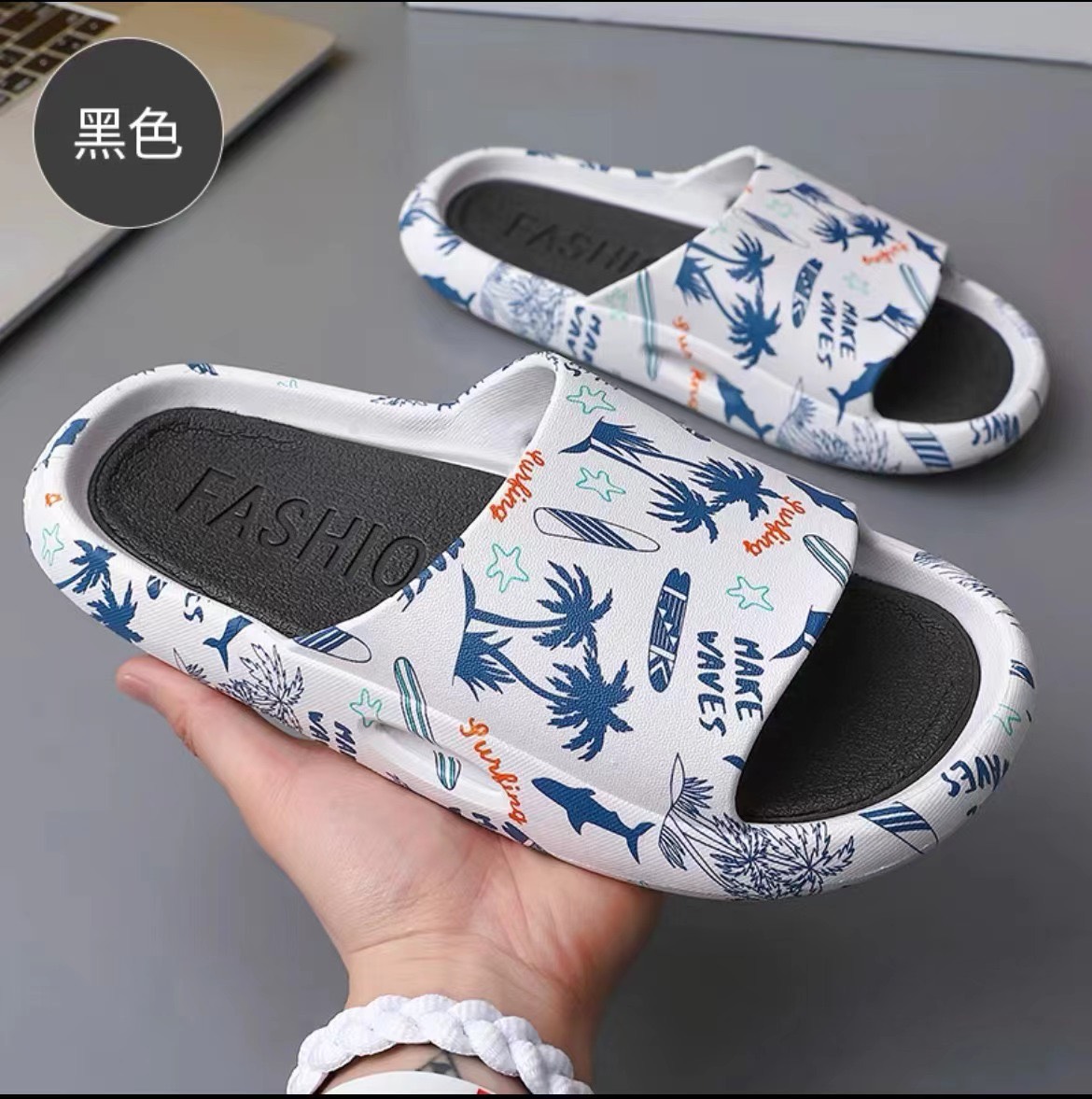 Dép quai ngang nam và nữ make waves hình bãi biển siêu phẩm 2023