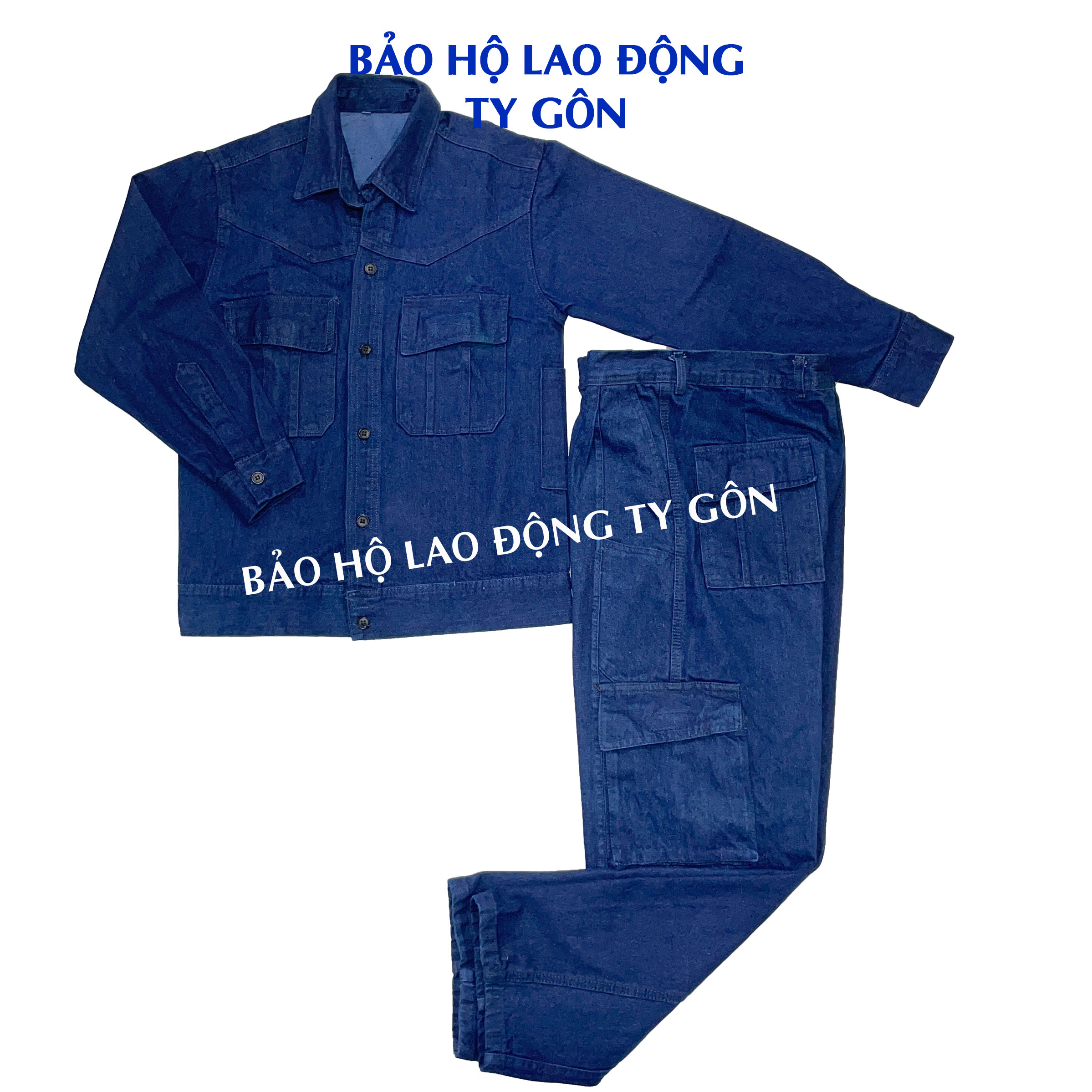 [Hình thực tế] Bộ quần áo Jean cho thợ điện, thợ hàn, vải dày dặn chống nóng, thấm mồ hôi.