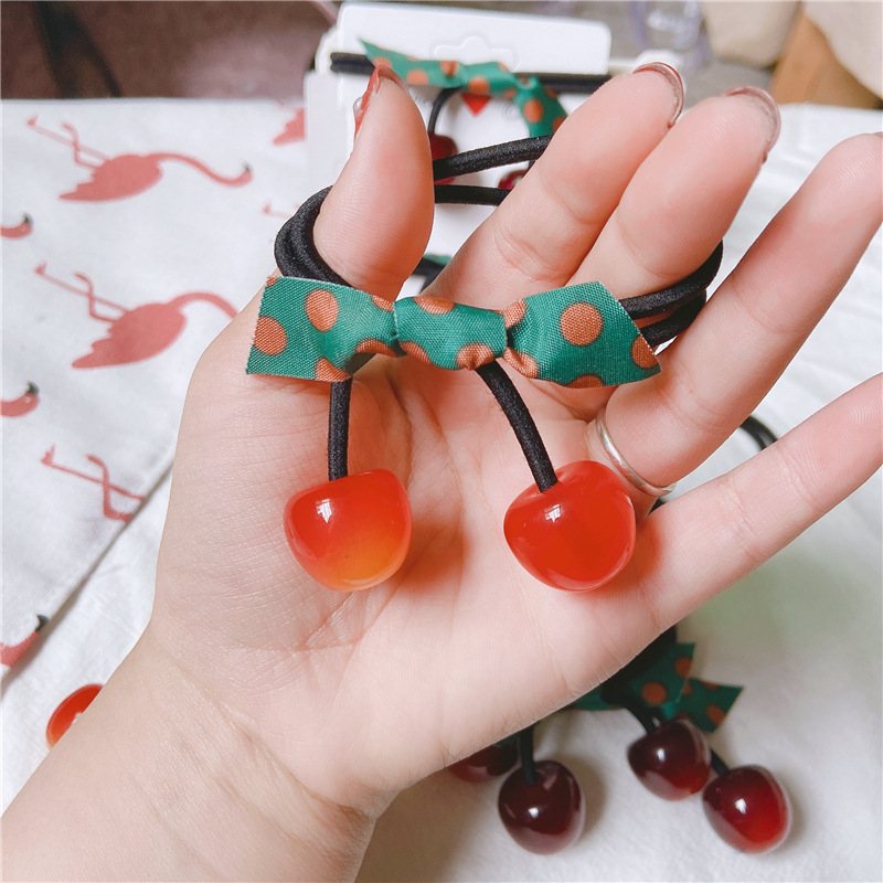 Dây cột tóc dây buộc tóc trái cherry siêu dễ thương