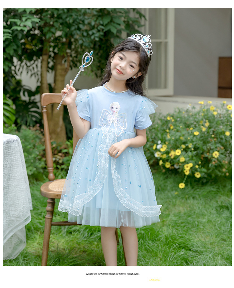 Đầm bé gái công chúa elsa đính kim sa, váy elsa dành cho bé gái đáng yêu