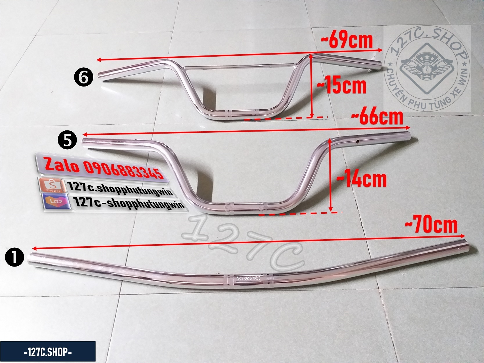 Ghi đông 67 / 68 / 72 / CD / CL / Win mạ crom Cafe Racer Tracker Classic