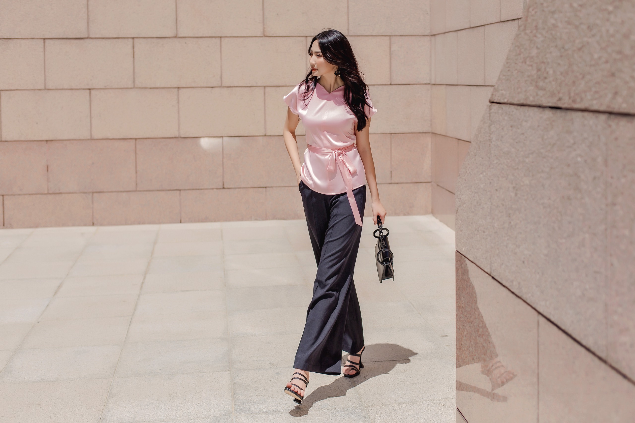 CLOTHERRACK Quần suông lé mí All black/white pant